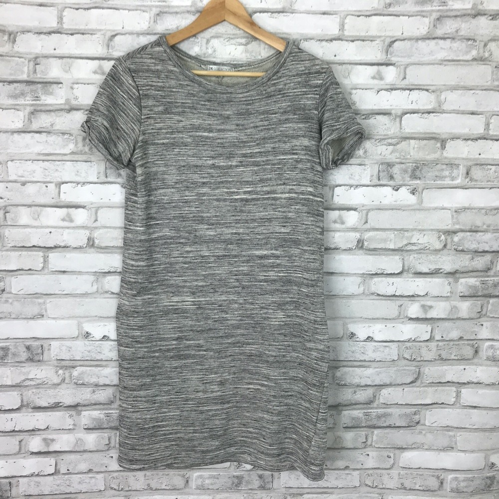 De Collection Dress Women‎ XS Gray Short Sleeve Knit Sweatshirt Mini Pullover